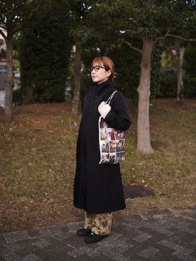 「アイテム（カーゴパンツ）」を使った、mamiさん（レディース・156cm）の冬コーディネート