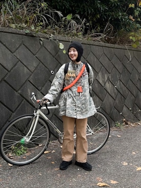 「アイテム（ノーカラージャケット）」を使った、mamiさん（レディース・156cm）の秋コーディネート