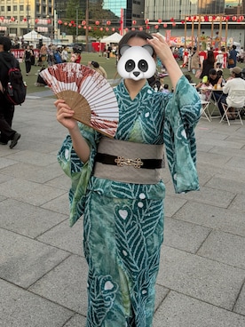 「アイテム（浴衣）」を使った、ぁむさん（レディース・160cm）の秋コーディネート