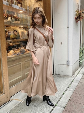 「Ameri（アメリ）のアイテム」を使った、清水夏姫さん（レディース・160cm）の秋コーディネート