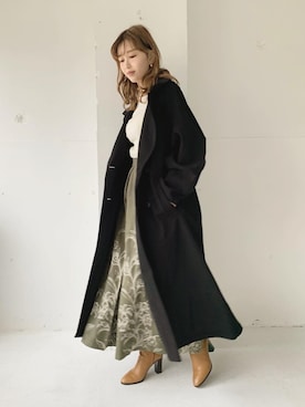 「AMERI」｜「アイテム（チェスターコート）」を使った、清水夏姫さん（レディース・160cm）の秋コーディネート
