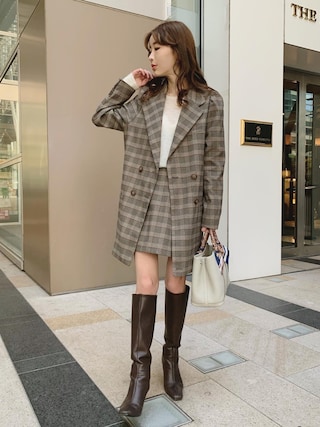 リ*ー様 ameri PUFF CHECK JACKET WITH SKIRT Ameri（アメリ）の「PUFF CHECK JACKET WITH SKIRT PANTS