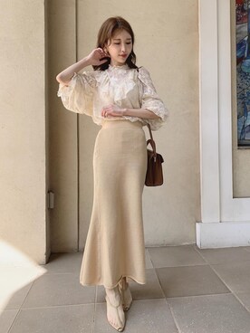 「Ameri（アメリ）のアイテム」を使った、清水夏姫さん（レディース・160cm）の春コーディネート