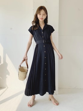 「GRL（グレイル）のナローストラップサンダル（サンダル）」を使った、清水夏姫さん（レディース・160cm）の夏コーディネート