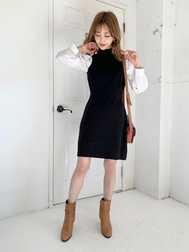 清水夏姫さん（レディース・160cm）の冬コーディネート