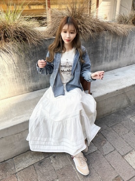 「HERMES（エルメス）のアイテム」を使った、清水夏姫さん（レディース・160cm）の春コーディネート