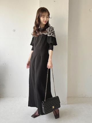 AMERI LACE DECOLLETE DRESS アメリ　AMERI Ameri（アメリ）の「DECOLLETE LACE EMPIRE DRESS（ワンピース