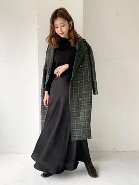 「GRL」｜「アイテム（チェスターコート）」を使った、清水夏姫さん（レディース・160cm）の冬コーディネート