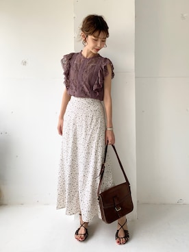 「LILY BROWN（リリーブラウン）のアイテム（サンダル）」を使った、清水夏姫さん（レディース・160cm）の夏コーディネート