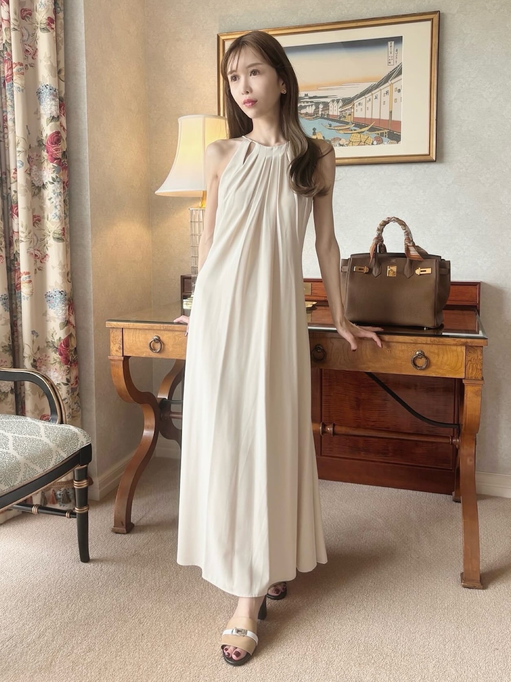 Estella.K エステラケー ワンピース　ストライプサマードレス Haute Summer Dress シャーリングプリーツティアードドレス