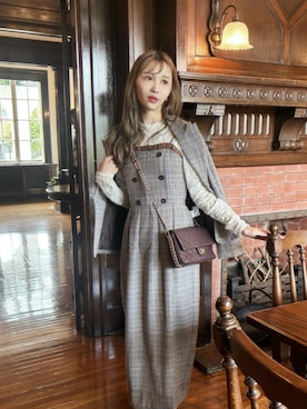 「キャミワンピ」｜清水夏姫さん（レディース・160cm）の秋コーディネート