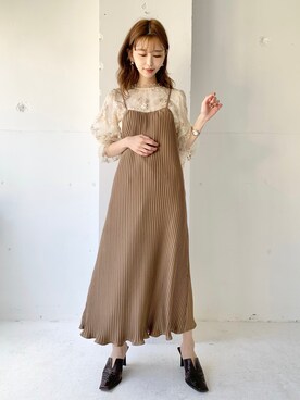 「キャミソールワンピ」｜清水夏姫さん（レディース・160cm）の春コーディネート