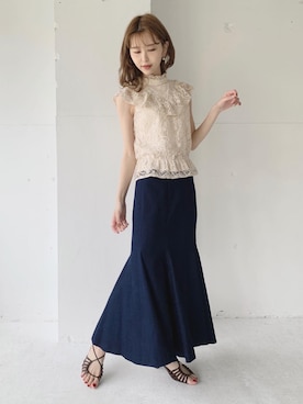 「LILY BROWN（リリーブラウン）のアイテム（サンダル）」を使った、清水夏姫さん（レディース・160cm）の夏コーディネート