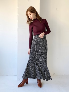 「Ameri（アメリ）のアイテム」を使った、清水夏姫さん（レディース・160cm）の冬コーディネート