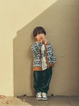 「アイテム（カーディガン/ボレロ、ブラウン系）」を使った、sora   さん（キッズ・100cm）の秋コーディネート