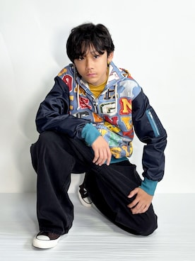 「アイテム（デニムパンツ）」を使った、Hayatoさん（キッズ・153cm）の秋コーディネート