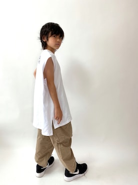 「アイテム（カーゴパンツ）」を使った、Hayatoさん（キッズ・126cm）の夏コーディネート