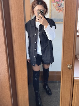 「GRL（グレイル）のアイテム（デニムジャケット）」を使った、riiiiieさん（レディース・163cm）の秋コーディネート