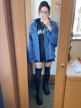 「GRL（グレイル）のアイテム（デニムジャケット）」を使った、riiiiieさん（レディース・163cm）の春コーディネート