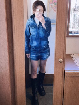「GYDA（ジェイダ）のアイテム（オールインワン・サロペット）」を使った、riiiiieさん（レディース・163cm）の春コーディネート