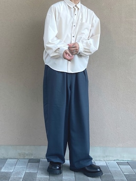 「shiki tokyo（シキトウキョウ）のアイテム（その他シューズ）」を使った、jinさん（メンズ・170cm）の秋コーディネート