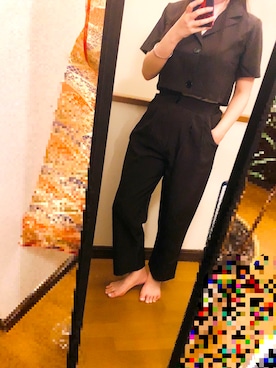 「emi+（エミプラス）のアイテム（セットアップ）」を使った、achoさん（レディース・159cm）の夏コーディネート