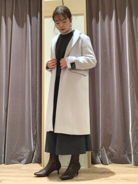 「Te chichi（テチチ）のアイテム（チェスターコート）」を使った、reinaさん（レディース・154cm）の冬コーディネート