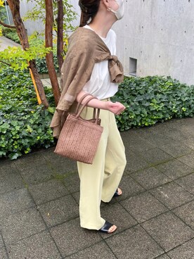 「LOWRYS FARM（ローリーズファーム）のセンタープレスカラーフレアパンツ　870189（その他パンツ）」を使った、ゆさん（レディース・156cm）の夏コーディネート