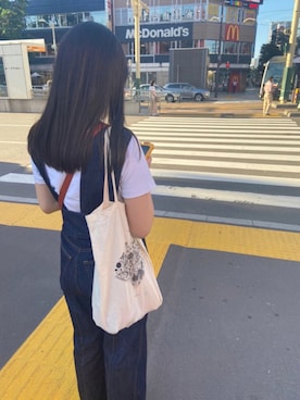 「MACPHEE（マカフィー）のアイテム（オールインワン・サロペット）」を使った、おもちさん（レディース・158cm）の秋コーディネート