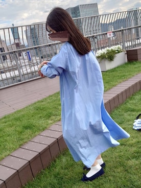 「HAVERSACK（ハバーザック）のアイテム（シャツワンピース）」を使った、おもちさん（レディース・158cm）の秋コーディネート
