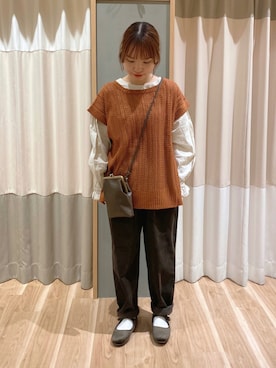「アイテム（アンサンブル、オレンジ系）」を使った、ちゃんゆ🐰さん（レディース・149cm）の秋コーディネート