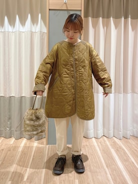 「マスタード」｜「アイテム（ブルゾン）」を使った、ちゃんゆ🐰さん（レディース・149cm）の秋コーディネート