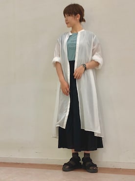 「ティアードスカート」｜「アイテム（シャツワンピース）」を使った、Mayuさん（レディース・168cm）の夏コーディネート