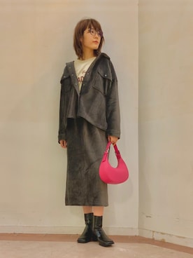 「ハーフムーンバック」｜「アイテム（その他アウター）」を使った、Mayuさん（レディース・168cm）の秋コーディネート