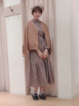 「Te chichi TERRASSE（テチチテラス）のアイテム（ハンチング/ベレー帽）」を使った、Mayuさん（レディース・168cm）の秋コーディネート