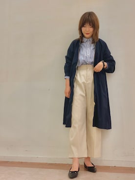 「Te chichi TERRASSE（テチチテラス）のアイテム（ノーカラーコート）」を使った、Mayuさん（レディース・168cm）の春コーディネート