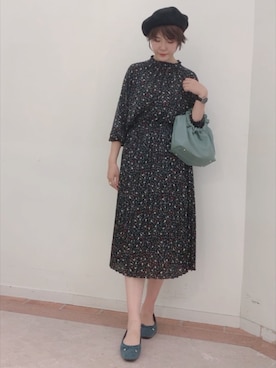 「Te chichi TERRASSE（テチチテラス）のアイテム（ハンチング/ベレー帽）」を使った、Mayuさん（レディース・168cm）の秋コーディネート