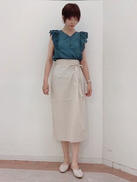 「スカラップ」｜「アイテム（パンプス）」を使った、Mayuさん（レディース・168cm）の夏コーディネート