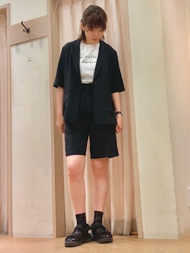 「バミューダパンツ」｜「アイテム（ジャケット/アウター）」を使った、Mayuさん（レディース・168cm）の春コーディネート