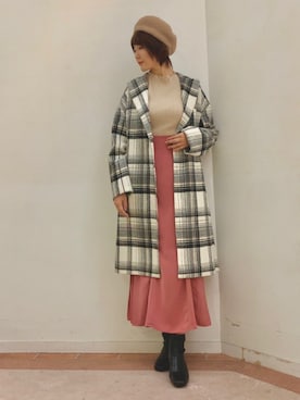 「Te chichi TERRASSE（テチチテラス）のアイテム（ハンチング/ベレー帽）」を使った、Mayuさん（レディース・168cm）の冬コーディネート