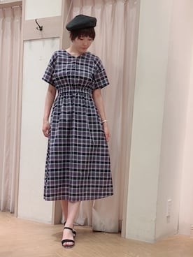 「Te chichi TERRASSE（テチチテラス）のアイテム（ハンチング/ベレー帽）」を使った、Mayuさん（レディース・168cm）の夏コーディネート