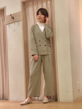「Te chichi TERRASSE（テチチテラス）のアイテム（ノーカラージャケット）」を使った、Mayuさん（レディース・168cm）の春コーディネート