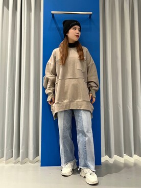 「DANKE SCHON（ダンケシェーン）のアイテム（スウェット）」を使った、YU-KA OZAWAさん（レディース・153cm）の冬コーディネート
