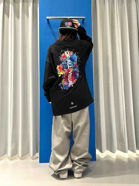 「DANKE SCHON（ダンケシェーン）のDankeSchon/ダンケシェーン/TC TWILL SNOW PANTS（その他パンツ、グレー系）」を使った、YU-KA OZAWAさん（レディース・153cm）の冬コーディネート
