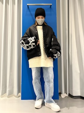「DANKE SCHON（ダンケシェーン）のアイテム（MA-1）」を使った、YU-KA OZAWAさん（レディース・153cm）の冬コーディネート