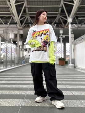 「FLAGSTUFF（フラグスタフ）のアイテム」を使った、YU-KA OZAWAさん（レディース・153cm）の春コーディネート