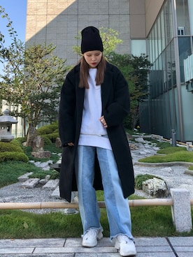 「DANKE SCHON（ダンケシェーン）のアイテム（ステンカラーコート）」を使った、YU-KA OZAWAさん（レディース・153cm）の秋コーディネート