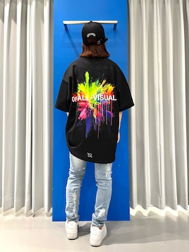 「AZS TOKYO（アザストーキョー）のAZS TOKYO/アザストーキョー/クライアローンキャップ/CRY ALONE CAP（キャップ）」を使った、YU-KA OZAWAさん（レディース・153cm）の夏コーディネート