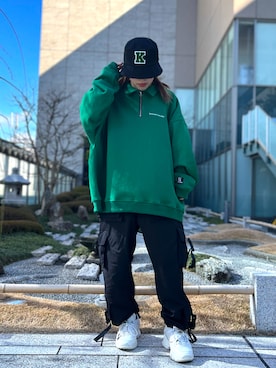 「L.H.P（エルエイチピー）のアイテム（スウェット）」を使った、YU-KA OZAWAさん（レディース・153cm）の冬コーディネート