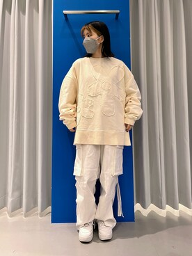「WHITELAND（ホワイトランド）のアイテム（スウェット）」を使った、YU-KA OZAWAさん（レディース・153cm）の秋コーディネート